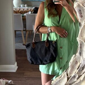 Black Nylon Foldable Top Handle Purse